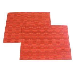 Metroweave Placemats Set 2 Red Orange 19x14" Vinyl Woven Table Mats New